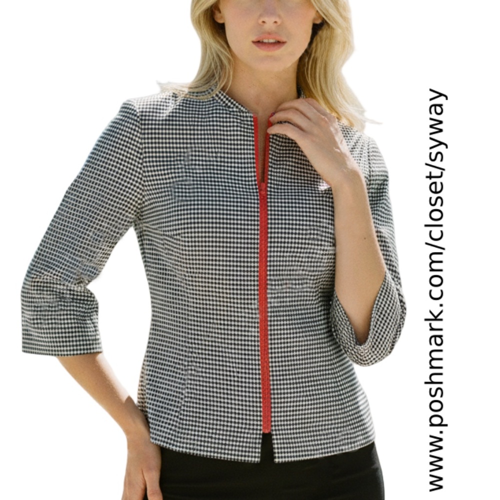 Yansi Fugel Gingham Jacket with Red Contrast